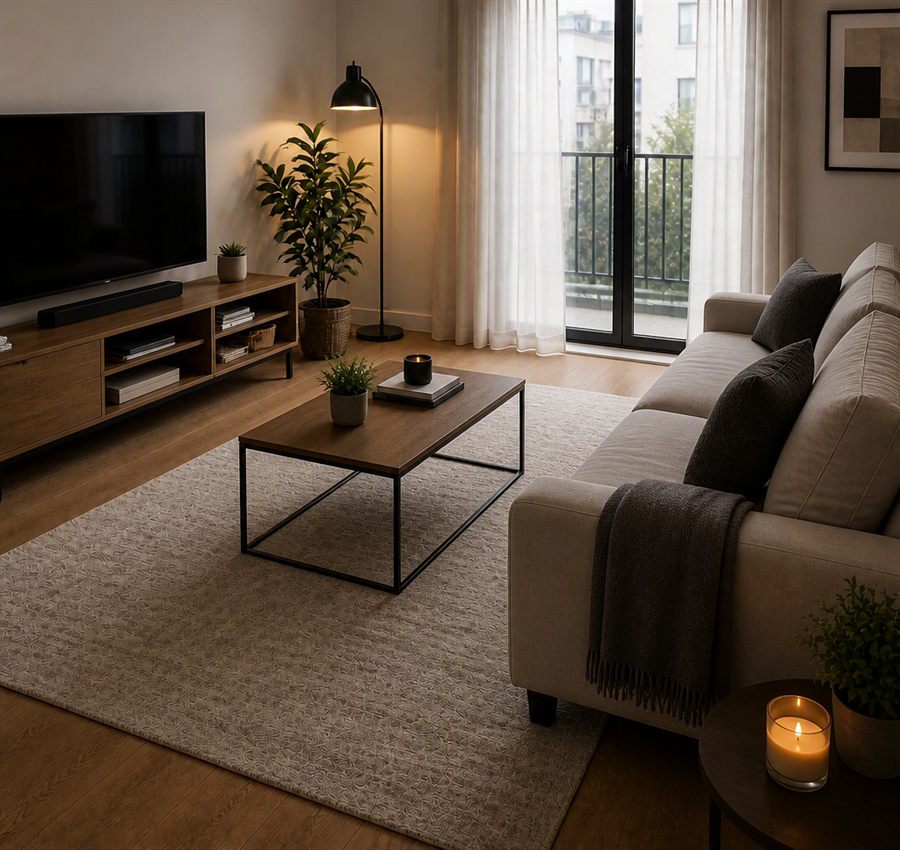 Living room after cleaning by LAB Cleaning Services