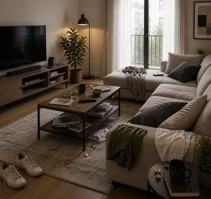 Living room before cleaning by LAB Cleaning Services